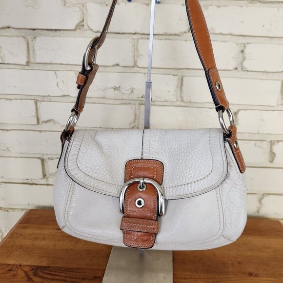 Coach Cream Leather Soho Shoulder Bag Tote Purse - Picture 1 of 11